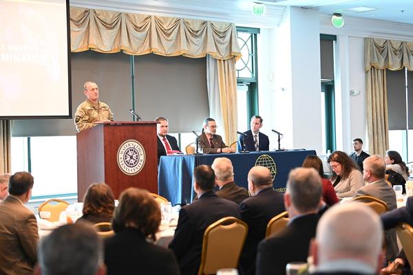 Panel of leaders from the Program Executive Office (PEO), Intelligence, Electronic Warfare and Sensors (IEW&S) discuss in front of a sold-out crowd in January.