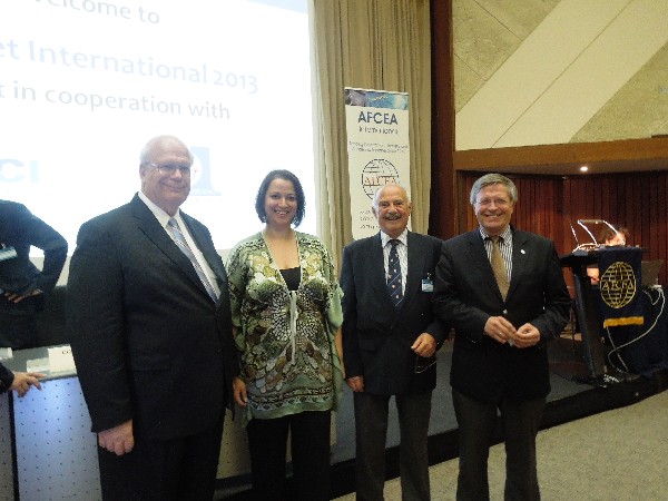 In October, gathering for TechNet International are (l-r) Kent R. Schneider, president and chief executive officer, AFCEA International; Androniki Nikolakopoulou, Hellenic Chapter; Athanasopoulos; and Maj. Gen. Klaus-Peter Treche, GEAF (Ret.), general manager, AFCEA Europe.