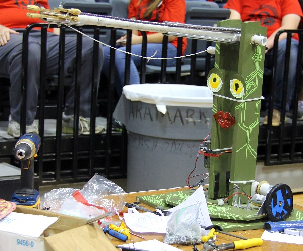 This robot, designed and decorated by students from Navarro High School, awaits competition at an SA BEST tournament in November. The team behind this robot was awarded $1,000 in scholarships for sportsmanship at the November competition.