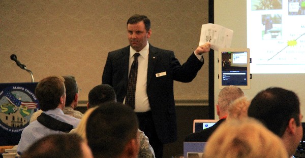 In February, Joseph Thele, director of the Air Force Personnel Operations Agency, discusses the mission, goals and current operating conditions for his agency at the chapter's monthly luncheon.