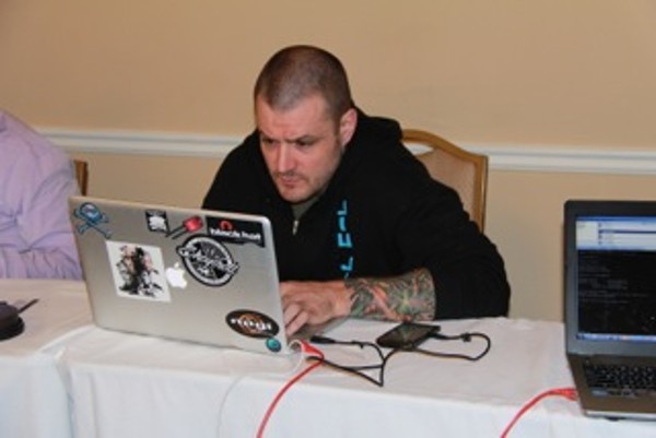 In April, Evan Anderson, who works for Sterling, Virginia-based Kyrus, attempts to disrupt a network as part of a 