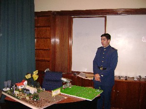 Cadet Ricardo Lopez Silva, a student at the Air Force Lyceum, introduces his project, titled "Space Technology for Agricultural Products." Cadet Silva participated in the chapter-sponsored science fair, held in September.