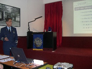 Col. Alejandro Moresi, FAA, gives a presentation at the two-day symposium in September.