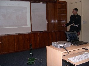Cadet Rodriguez Aro gives a presentation on his science fair project in October.