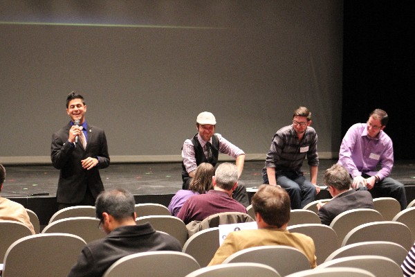 1st Lt. Joey Arora, USAF, 2nd Operations Support Squadron at Barksdale Air Force Base, takes the microphone during the Mobile Strategy and Smart Cities breakout session with Twin Engine Labs staff in February.