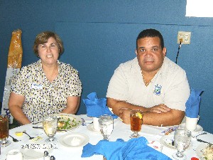 Barbara Morgan, Brevard School District, and James Griffieth, project manager, 45th Communications Squadron, look forward to the July presentation.