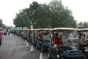 Participants await the start of the chapter's scholarship golf tournament in June.