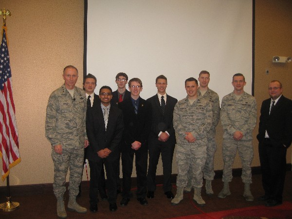 The Air Force Institute of Technology and the Dayton Regional Stem School partner for the Cyber Patriot security competition. The team is pictured with Lt. Gen. William Bender, USAF, chief, Information Dominance, and chief information officer, Office of the Secretary of the Air Force, in January.