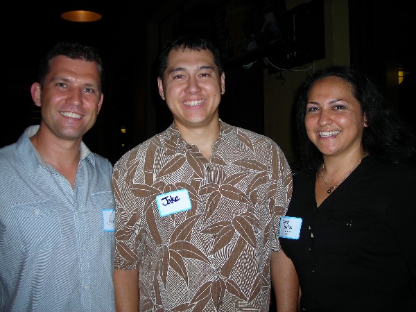 Together at the November Young AFCEAN social are (l-r) Jim Muller of HP, chapter vice president for membership; Tech. Sgt. Jake Ross, Hawaii Air National Guard; and Farrah Burke of IST, chapter secretary.