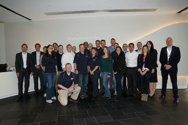 Young AFCEANs from the Kaiserslautern and Bonn chapters, along with representatives from T-Systems, gather before embarking on the T-Gallery tour in November.