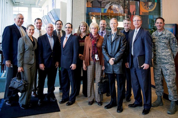 The chapter’s board of directors holds its December board meeting at Northrop Grumman in Redondo Beach. This included a tour of the latest AEHF communications satellite, as well as the James Webb Space Telescope, which are currently under construction there. (Northrop Grumman photo)