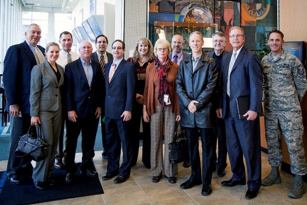 The chapter's board of directors holds its December board meeting at Northrop Grumman in Redondo Beach. This included a tour of the latest AEHF communications satellite, as well as the James Webb Space Telescope, which are currently under construction there. (Northrop Grumman photo)