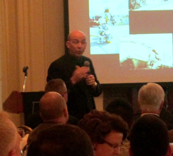 In February, Shofner speaks to luncheon attendees regarding the future of the U.S. Air Force's Program Executive Office for Business and Enterprise Systems.