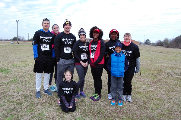 Team YAAC smiles before heading off into the Centerpoint 5K and Half-Marathon races in February.