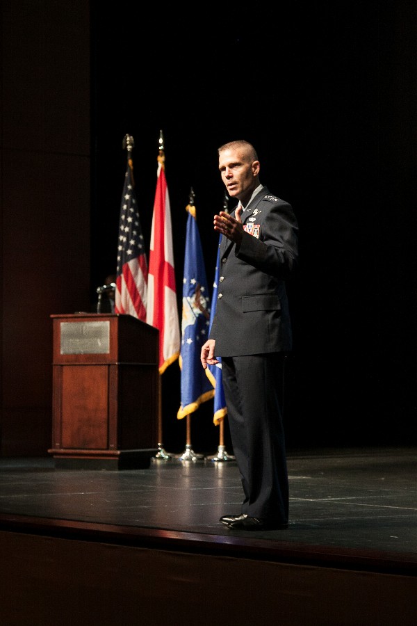 Lt. Gen. Steven Kwast, USAF, commander and president, Air University, speaking at the May information technology summit.