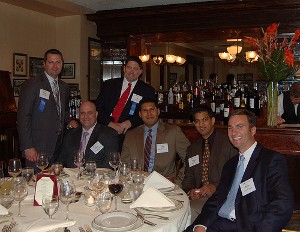 Young AFCEANs attending the chapter's annual Mentor Protégé Night in June are (l-r) Jason March, Chris McKee, Brad Barker, Alexi Bustillo, Vinay Raman and Ryan Cox.