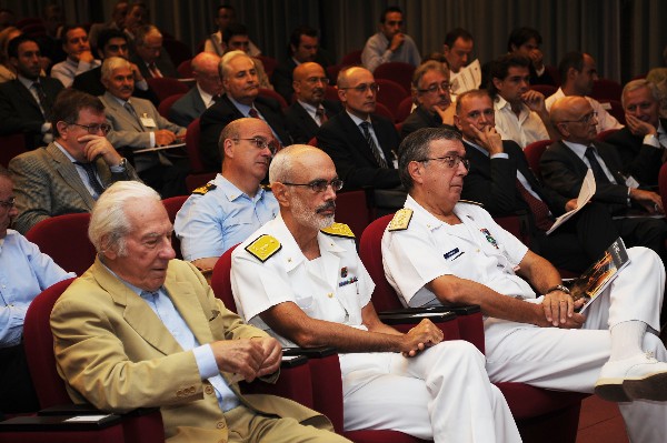 Attending the chapter's conference on radars in September are (l-r) Raffaele Esposito, former chapter president; Vice Adm. Virgilio Pierucci, director of the Italian Ministry of Defense Joint Procurement Agency for Telecommunications, Informatics and High Technologies; Adm. Ernesto Nencioni, director of the Italian Ministry of Defense Joint Procurement Agency for Naval Assets; and (second row, c) Gen. Basilio Di Martino, IAF.