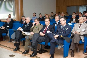 Listening to a speech on information technology security at the March meeting are (l-r) Raffaele Esposito, honorary NATO Industrial Advisory Group chairman; Gen. Aldo Giannatiempo, ITAF (Ret.), chapter secretary; Gen. Sandro Pingitore, ITAF (Ret.); and Col. Enrico Righetti, ITAF, C4 Command.