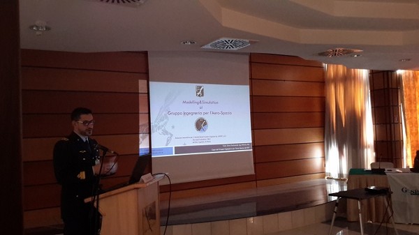 Lt. Col. Ferdinando Dolce, Italian Air Force, Flight Test Department, addresses the audience during his presentation at the chapter event in February.