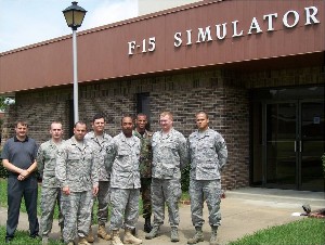 In August, the chapter participated in an F-15 flight simulator tour at Langley Air Force Base, Virginia. In attendance were (l-r) John Rose; Senior Airman James Brown, USAF; Senior Airman James Decker, USAF; Technical Sgt. Manfred Wise, USAF; Master Sgt. Keith Jordan, USAF; Senior Airman Justin Laign, USAF; Staff Sgt. Joshua Ward, USAF; and Technical Sgt. Joseph Young, USAF.
