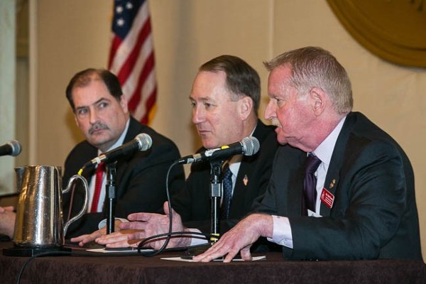 A panel at the November Mobile Technology Summit includes (l-r) David Mulholland, PMP, RPL, commander, Information Technology and Communications, United States Park Police, Department of the Interior; Rear Adm. Bob Day, USCG (Ret.); and Wolf Tombe, chief technology officer, Customs and Border Protection, Department of Homeland Security. 