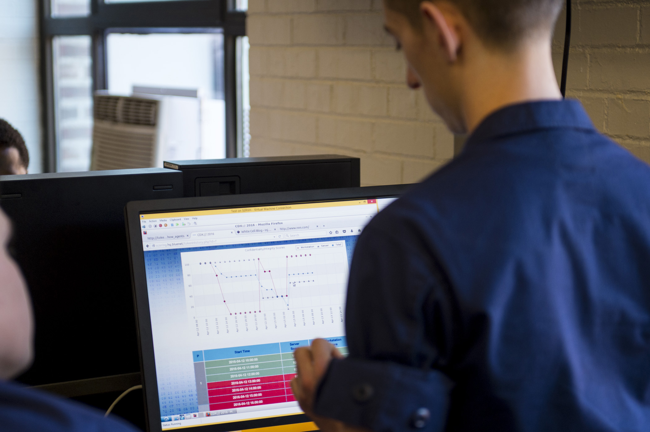 A U.S. Coast Guard Academy cadet participates in a Cyber Defense Exercise (CDX) in 2016. The CDX is a nationwide competition between the federal service academies and conducted by National Security Agency. U.S. Coast Guard photo by Petty Officer 2nd Class Richard Brahm, USCG