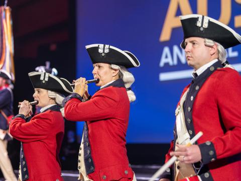 U.S. Soldiers assigned to the U.S. Army Band "Pershing's Own," 3rd U.S. Infantry Regiment -The Old Guard, perform during the Opening Ceremony for the AUSA 2023 Annual Meeting and Exposition on Monday in Washington, DC. Credit: Christopher Kaufmann, U.S. Army.