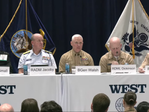 A panel of admirals from the U.S. Navy, Marine Corps and Coast Guard discuss acquisition and contracting challenges and innovations.