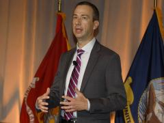 Joseph Welch, deputy to the commanding general, Army Futures Command, speaks at TechNet Augusta on August 21, 2025. Credit: Michael Carpenter