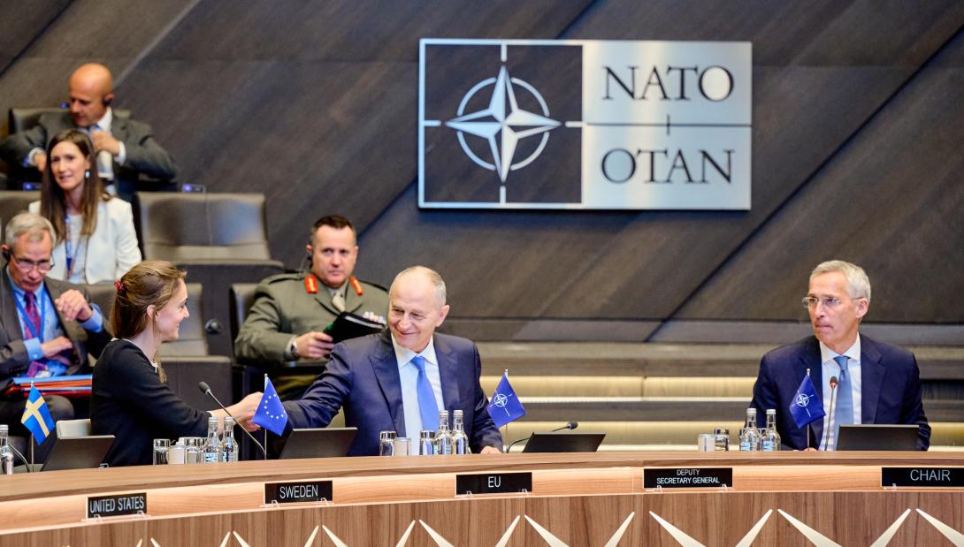 NATO military leaders meet at the Defense Ministers' Session in October 2023. Since 2014, NATO countries have supported Ukraine's modernization of communications, command and control, and computing, or C4, technologies. Photo courtesy of NATO.