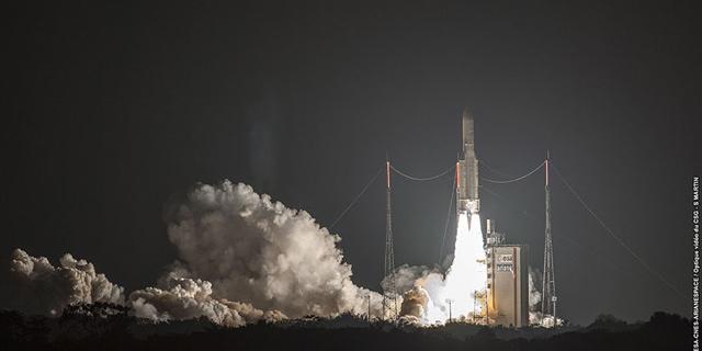 Arianespace successfully launches its Ariane 5 rocket from the Guiana Space Center in South America. Photo courtesy of Intelsat.