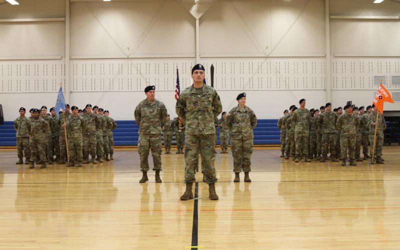 U.S. Army soldiers from the then newly activated Intelligence, Information, Cyber, Electronic Warfare and Space Detachment, known as I2CEWS, stand during a ceremony in January 2019 at Joint Base Lewis McChord, Washington. The service has since grown the I2CEWS to a Battalion and is fielding them important electronic warfare tools. Credit: U.S. Army photo