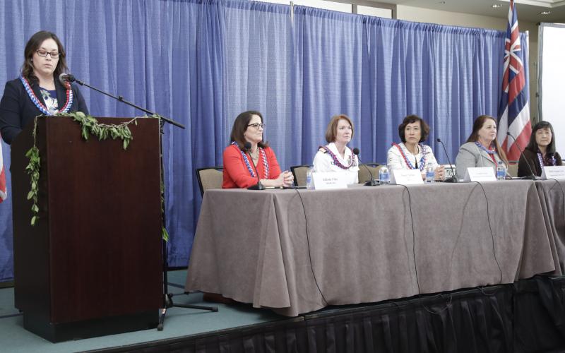 Cyber experts from government, industry and academia explore cybersecurity solutions during a Women in AFCEA panel. Credit: Bob Goodwin Photography