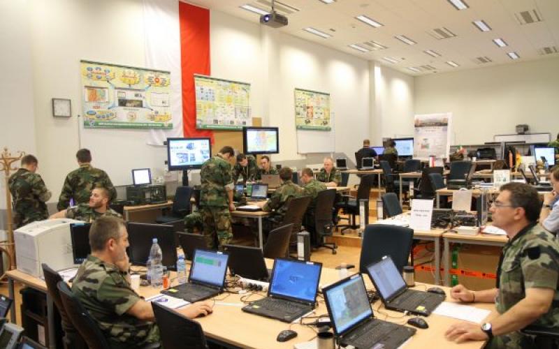 NATO coalition participants in CWIX 2012 man the Land Component Room at the Joint Forces Training Center in Bydgosczc, Poland. The facility will again host CWIX 2013 next month. (NATO Photo)
