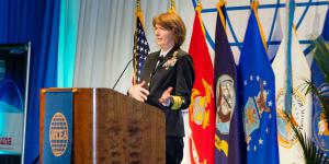 Vice Adm. Nancy Norton, USN, pictured at DCOS, looks to the National Background Information System, which DISA built and will operate, to advance the country¹s efforts in federal background investigations. Credit: Mike Carpenter