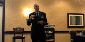 Col. James Reynolds, USAF, emphasizes that the Air Force can’t develop satellite communications like they did in the past, signaling a move away from single providers in some cases.