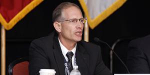 David May, senior intelligence advisor, U.S. Army Cyber Center of Excellence and Fort Gordon, Georgia, speaks during a panel at the AFCEA TechNet Augusta conference. Photo by Michael Carpenter