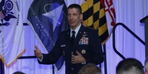 Lt. Gen. Robert Skinner, Director of DISA, USAF, addresses the audience at TechNet Cyber 2022. Photo by Michael Carpenter