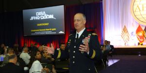 Lt. Gen. Alan Lynn, USA, director of DISA and commander of the JFHQ-DODIN, speaks at AFCEA’s Defensive Cyber Operations Symposium in Baltimore.