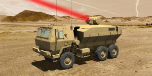 A rendering of Lockheed Martin’s combined fiber laser shows the power the weapon would offer to the Army. Lockheed Martin
