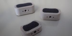 Prototype anterior lumbar interbody fusion (ALIF) implants are made with a carbon foam bone-graft substitute material and can be placed inside a patient’s spinal cage to aid in rapid fusion of the spine. 