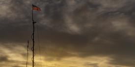 This flag waving over JamX previously soared over Ground Zero beginning two days after September 11, 2001. The JamX event, coordinated by the Department of Homeland Security, offers lessons learned for enhancing tactics, techniques, procedures, technologies and training to counter electronic signal jamming that could interfere with military and emergency response missions. Photo provided by the Department of Homeland Security