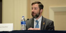Dave Gauthier, director, Commercial Space and Business Operations, National Geospatial-Intelligence Agency, participates in a panel at the Intelligence and National Security Summit. Photo by Herman Farrer