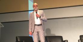 Yuvi Kochar, former chief technology officer for The Washington Post, speaks to attendees at the AFCEA-GMU C4I and Cyber Center Symposium about how CTOs can leverage technology to drive business outcomes.