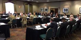 Audience members engage at the AFCEA Mission Command Industry Engagement Symposium roundtable.