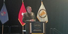 Dennis A Crall, USMC, principal deputy cyber advisor, Office of the Secretary of Defense, speaks at CERTS.