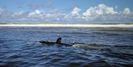 The U.S. Naval Research Laboratory (NRL) Ocean Sciences Division tests the Mantas unmanned surface vehicle’s ability to conduct a detailed survey near Panama City Beach, Florida. The Navy is relying on help from the NRL and other laboratories to build a cadre of unmanned vehicles as a fleet multiplier. Credit: NRL/Daniel Parry