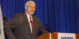 Alan Shaffer, deputy undersecretary of defense for acquisition and sustainment, speaks at West 2019. Photo by Michael Carpenter