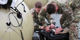 Program Executive Office Command Control Communications-Tactical (PEO C3T), through its Program Manager Tactical Network, equips a brigade combat team in the 82nd Airborne Division with the an inflatable satellite communications system known as T2C2. Brig. Gen. Robert Collins, USA, takes over as the new PEO C3T on June 1 and says he will continue the key efforts to modernize the service's tactical communications. Credit: U.S. Army photo by Amy Walker, PEO C3T