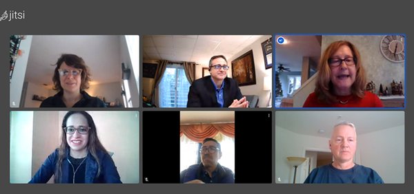 Aberdeen and Ecuador Chapter executive council members discuss core organizational initiatives at the virtual meeting in January.